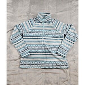Eddie Bauer Fleece Pullover Women's Teen Size L Half Zip Long Sleeve Aztec Print